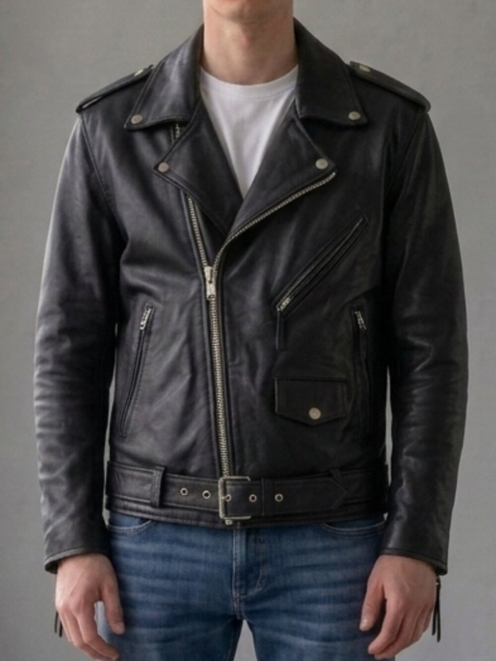 Vintage FMC First Manufacturing Co. Leather Motorcycle Biker Jacket Men's 42
